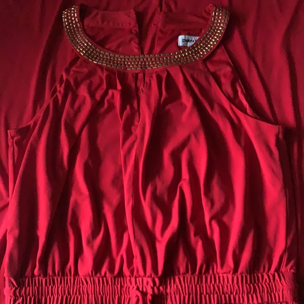 Shelby & Palmer Red Jumpsuit XL Wide Leg Gorgeous!